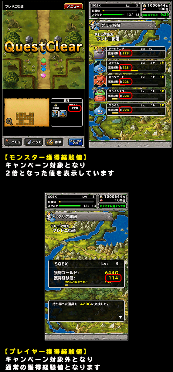 モンスター獲得経験値２倍キャンペーン ﾄﾞﾗｺﾞﾝｸｴｽﾄﾓﾝｽﾀｰｽﾞ ｽｰﾊﾟｰﾗｲﾄ Square Enix Bridge