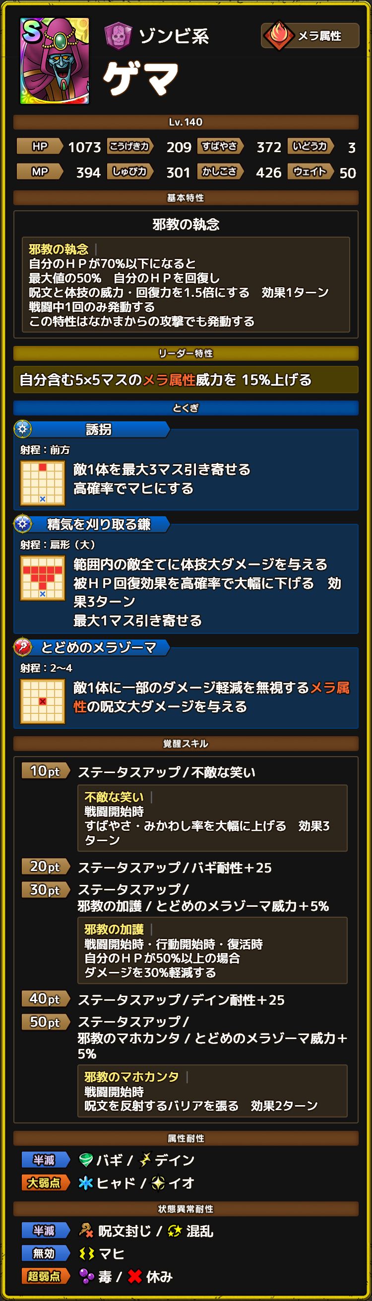 ゲマ　ステータス