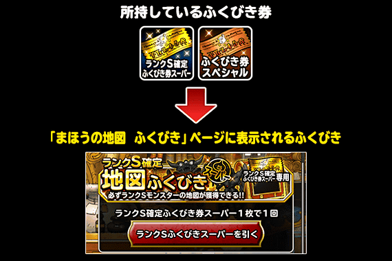 ふくびき券を２種類以上所持している場合の まほうの地図 ふくびき 画面の表示について ﾄﾞﾗｺﾞﾝｸｴｽﾄﾓﾝｽﾀｰｽﾞ ｽｰﾊﾟｰﾗｲﾄ Square Enix Bridge