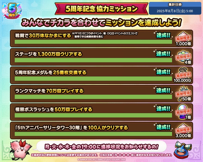 「5周年記念協力ミッション」登場！