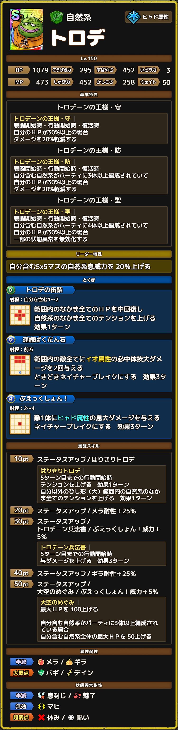 トロデ ステータス