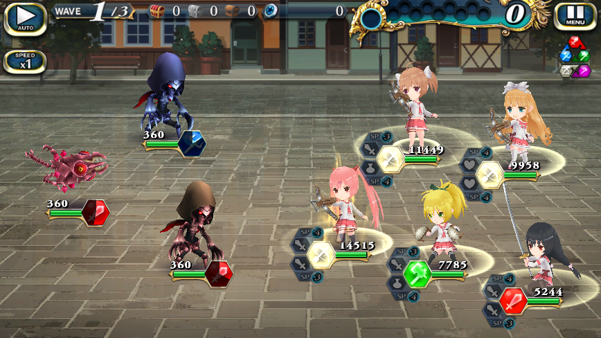 ボーナスユニット対象キャラを連れたパーティーの戦闘画面スクショ